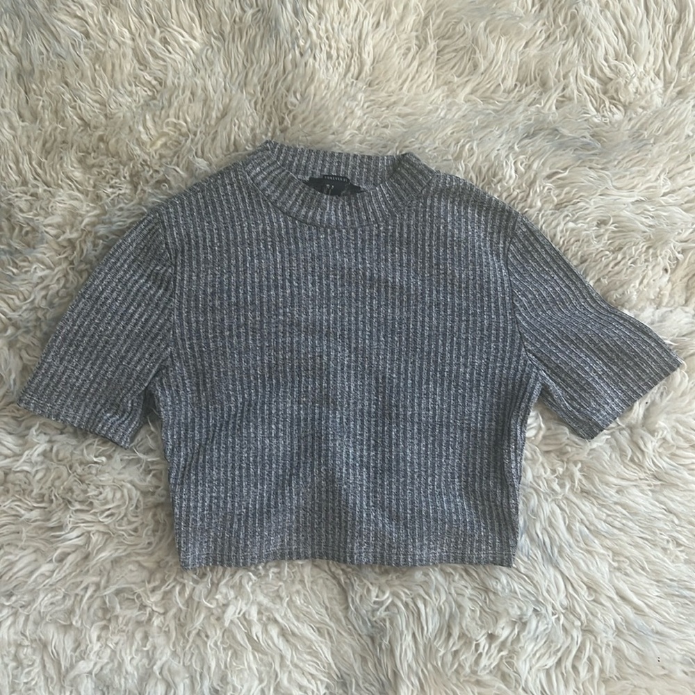 Ribbed Grey Crop Top